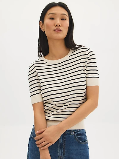 Striped Short Sleeve Sweater