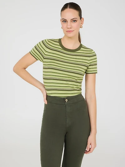 Striped Short Sleeve Sweater