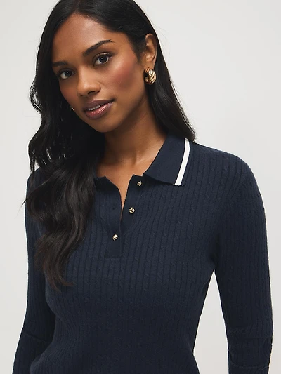 Johnny Collar Cable Knit Sweater