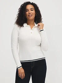 Chandail en tricot torsadé et col polo