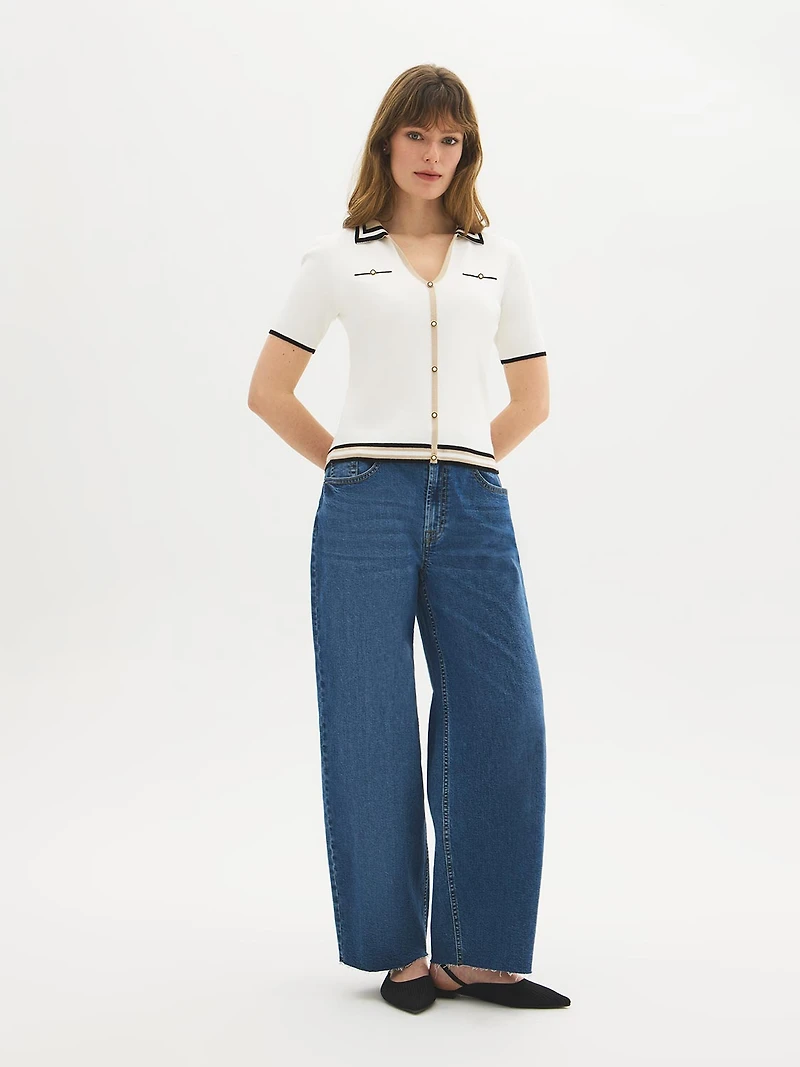 Short Sleeve Polo Cardigan