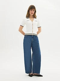 Short Sleeve Polo Cardigan