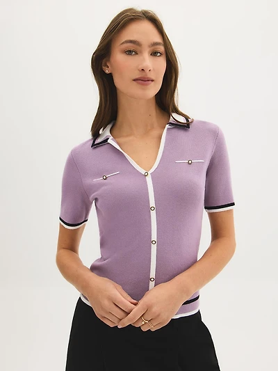 Short Sleeve Polo Cardigan