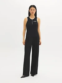 Sleeveless Button-Front Sweater Top