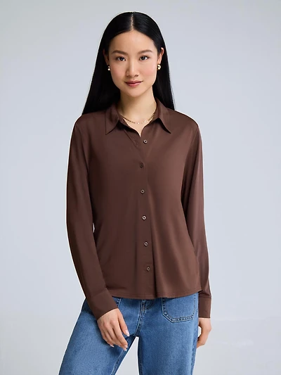 Long Sleeve Button-Up Blouse