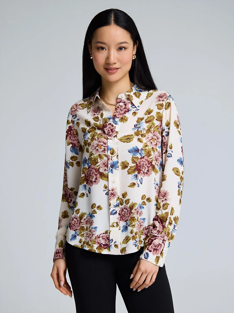 Blouse en mousseline boutonnée sur le devant à imprimé floral