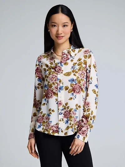 Blouse en mousseline boutonnée sur le devant à imprimé floral