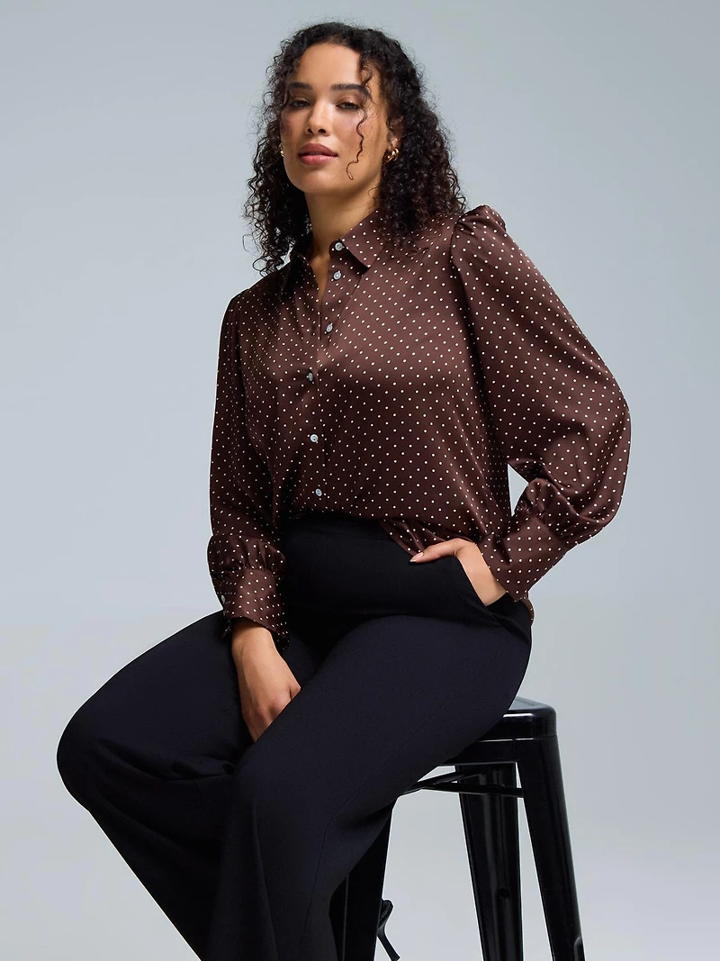 Polka Dot Satin Blouse