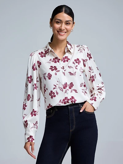 Floral Print Satin Blouse