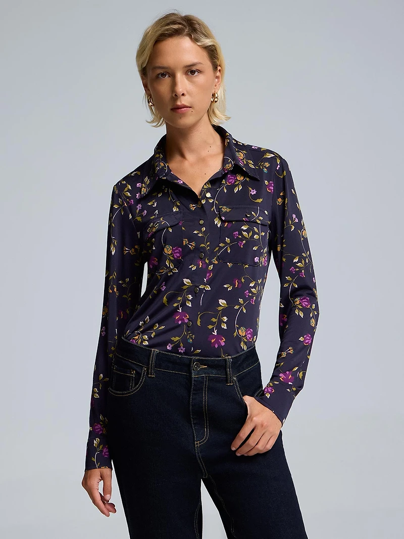 Floral Print Utility Blouse