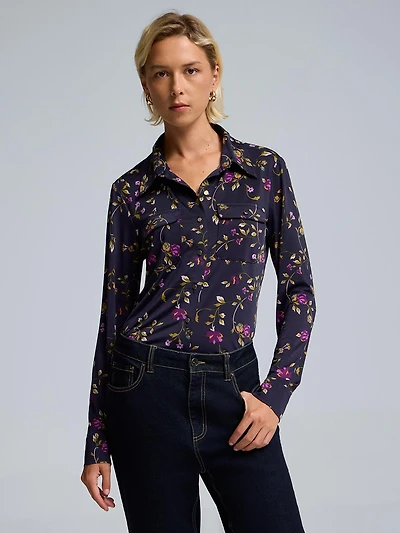 Floral Print Utility Blouse