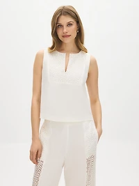 Blouse sans manches avec empiècement en dentelle au crochet