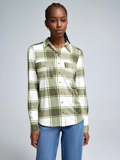 Plaid Button-Up Shirt