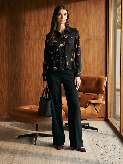 Blouse péplum imprimée à cordon de serrage