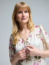 Floral Flutter Sleeve Top