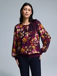 Floral Chiffon Popover Top