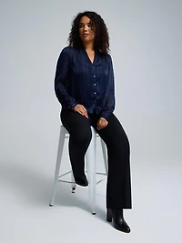 Metallic Shadow Stripe Chiffon Blouse