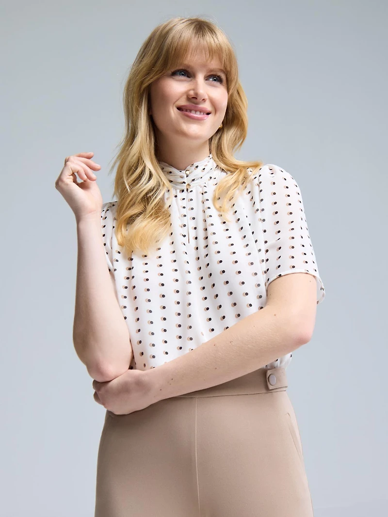Haut en mousseline à motif pois