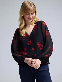 Button-Up Floral Blouse