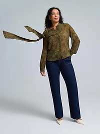 Paisley Print Chiffon Blouse With Scarf