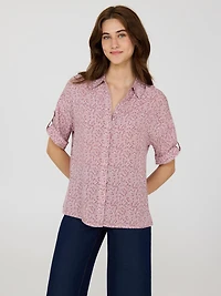 Ditsy Print Short Sleeve Blouse
