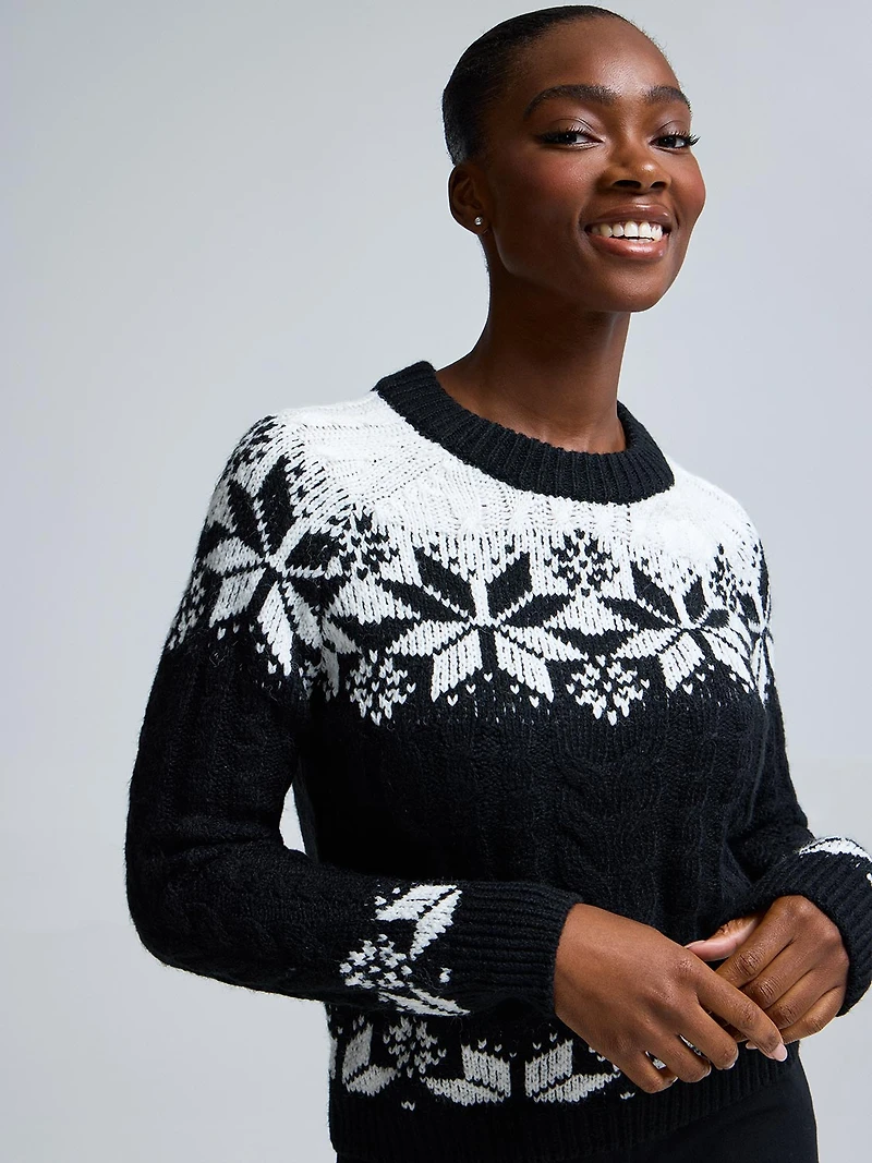 Fair Isle Cable Knit Sweater