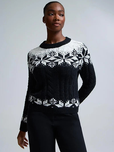 Fair Isle Cable Knit Sweater