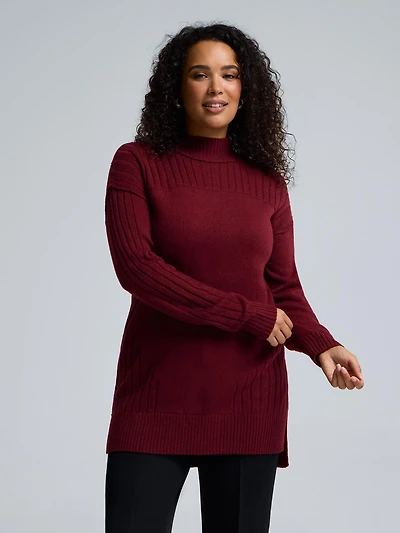 Mock Neck Tunic Sweater