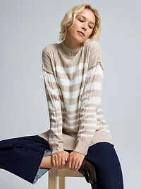 Chandail tunique à rayures et col montant