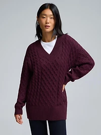 V-Neck Cable Knit Sweater