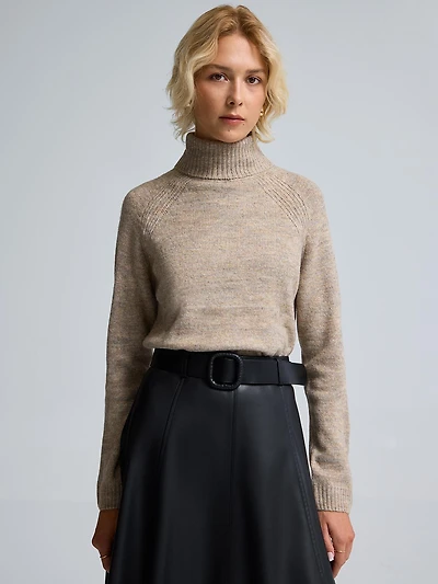 Chandail en maille chinée à col roulé