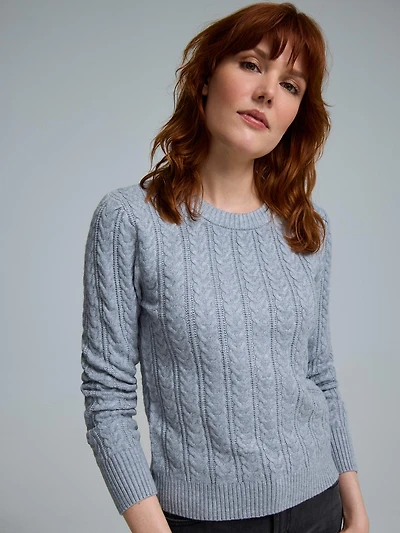 Crew Neck Cable Knit Sweater