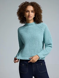 Mock Neck Shaker Stitch Sweater
