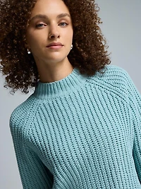 Mock Neck Shaker Stitch Sweater