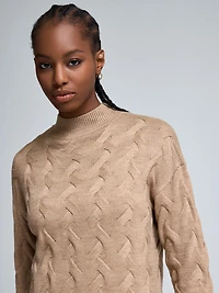 Chandail en maille nattée à col montant