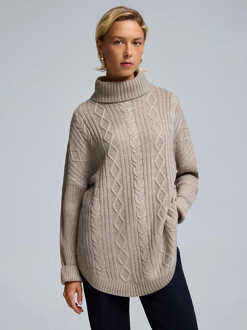 Cable Knit Turtleneck Sweater
