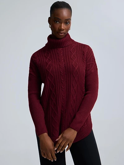 Cable Knit Turtleneck Sweater