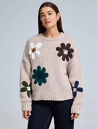 Floral Shaker Stitch Sweater