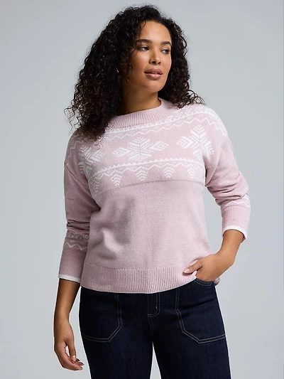 Fair Isle Mock Neck Chenille Sweater