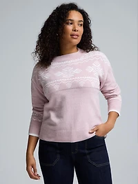 Fair Isle Mock Neck Chenille Sweater