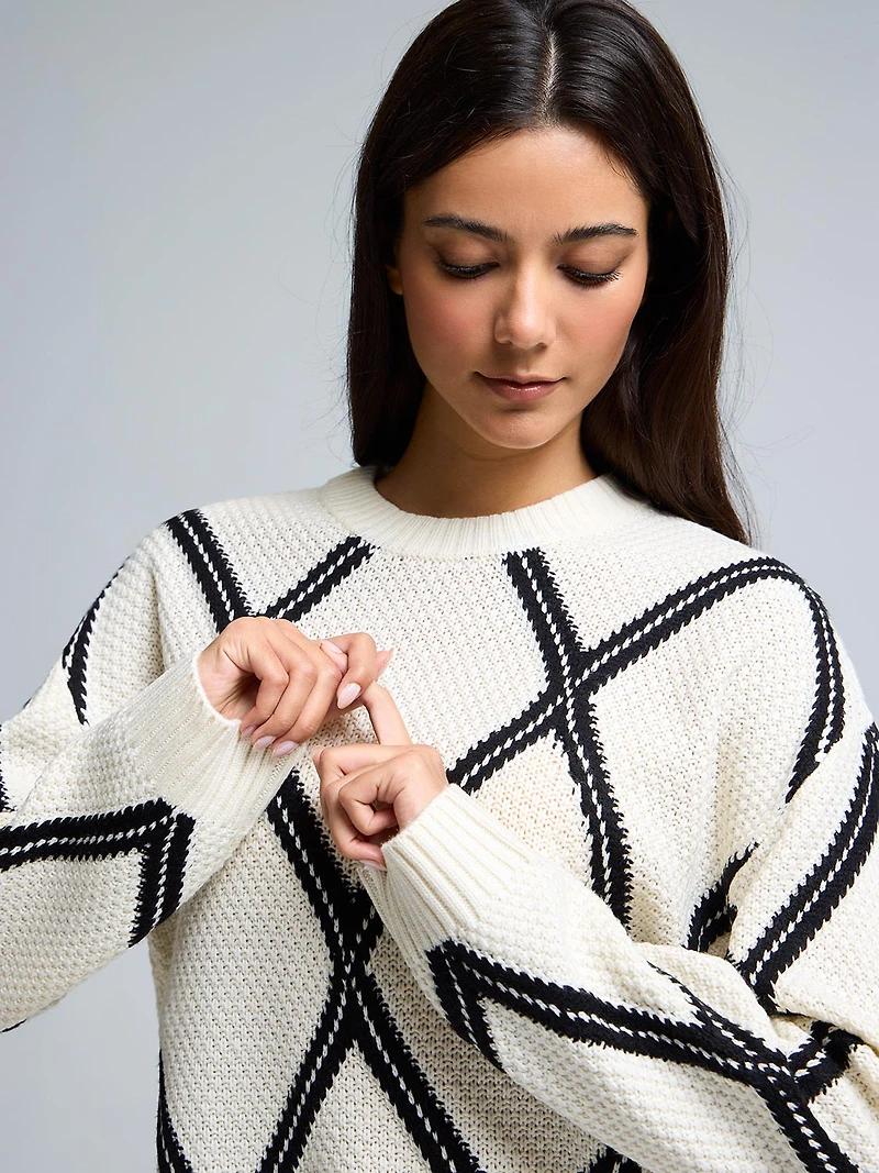 Chandail en jacquard à motifs de losanges