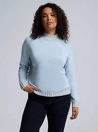 Contrast Stitch Mock Neck Sweater