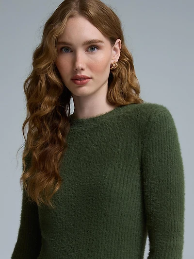 Fuzzy Crew Neck Sweater