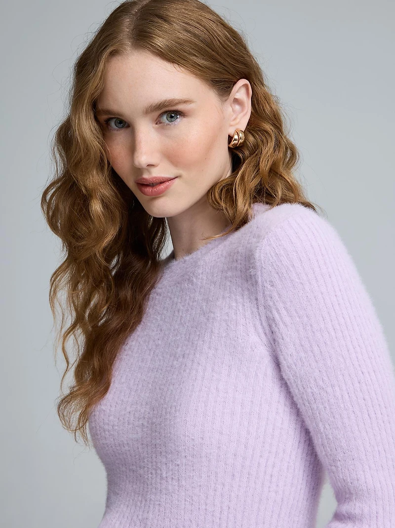 Fuzzy Crew Neck Sweater