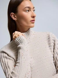 Chandail à col montant, manches dolman et maille côtelée