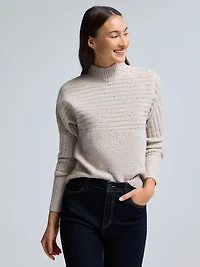 Mock Neck Dolman Sleeve Ribbed Sweater