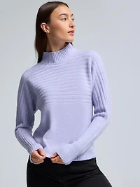 Mock Neck Dolman Sleeve Ribbed Sweater