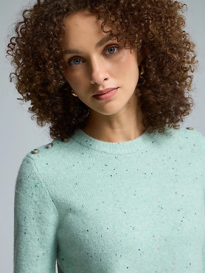 Crew Neck Sweater With Button Details