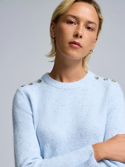 Crew Neck Sweater With Button Details