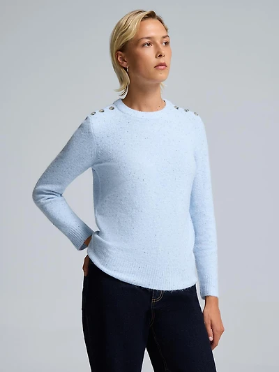 Crew Neck Sweater With Button Details